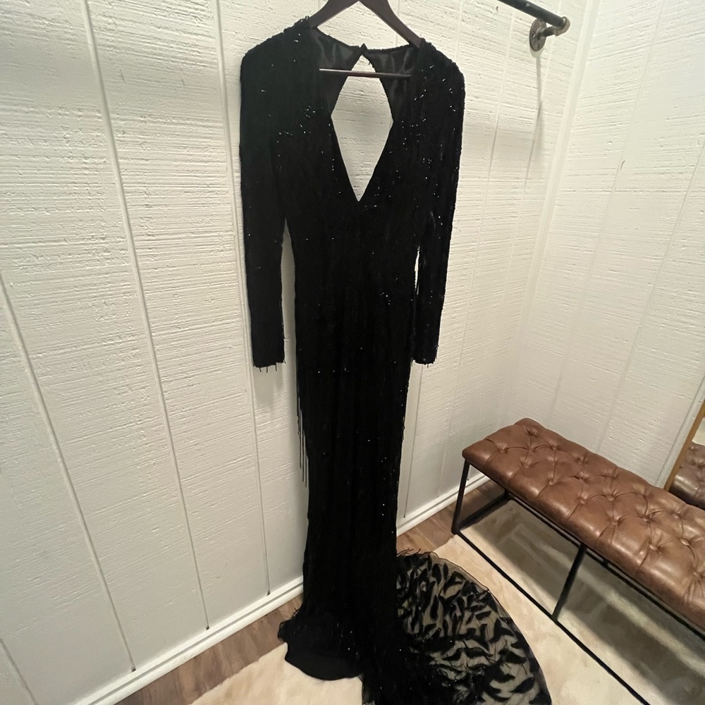 NWT Sherri Hill formal fully beaded gown black
